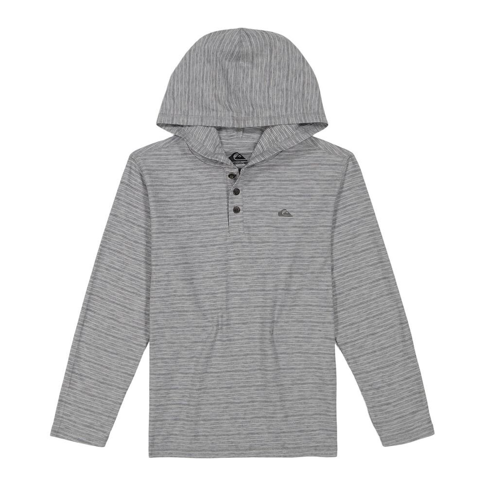 

Хенли-топ Quiksilver в полоску с длинными рукавами и капюшоном для мальчиков 8–20 лет, серый