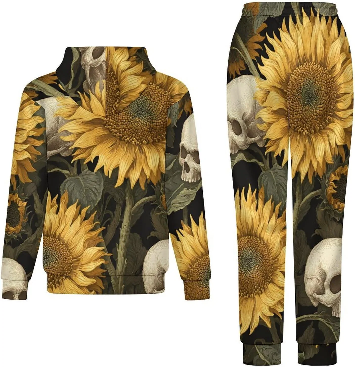 Женский спортивный костюм с принтом Sunflowers with Skulls, 2 предмета, Style — фото 4