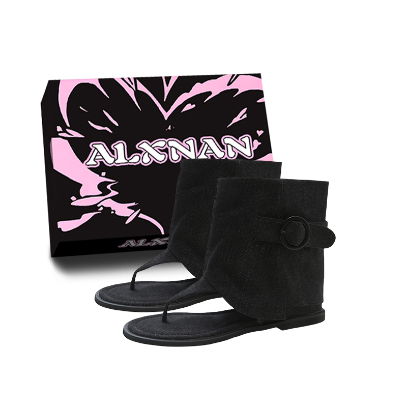 Alxnan Римские сандалии женские черные в коробке, цвет Black (Box)