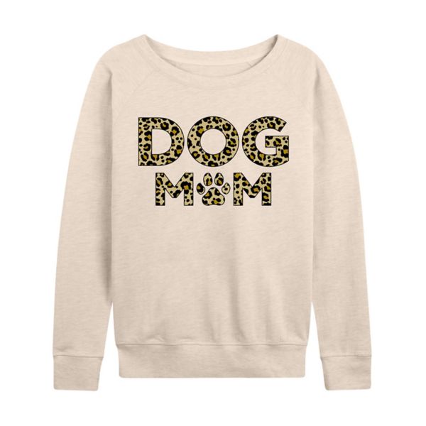 

Женская футболка с длинным рукавом Dog Mom в леопардовом принте из французского флиса Licensed Character, бежевый