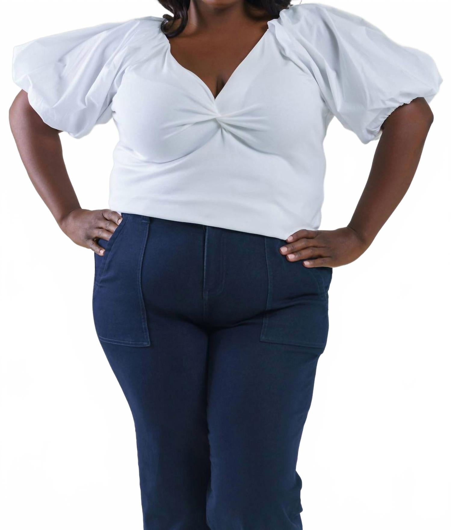 

Топ Romy с V-образным вырезом - плюс сайз в оптическом белом Tanya Taylor