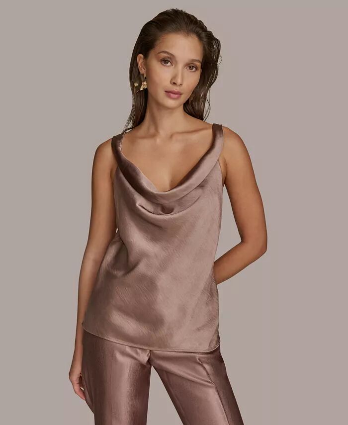

Женская майка с воротником-хомутиком Donna Karan New York, коричневый