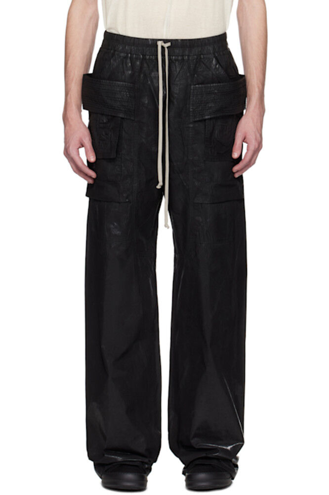 

Черные широкие брюки-карго Hollywood Creatch с завязками на талии Rick Owens DRKSHDW