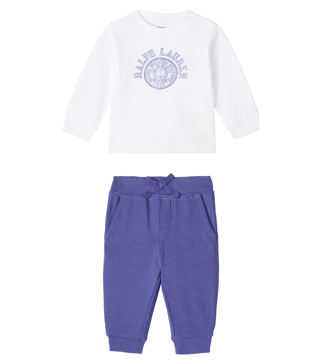 

Комплект из детской хлопковой толстовки и спортивных штанов Polo Ralph Lauren Kids, белый