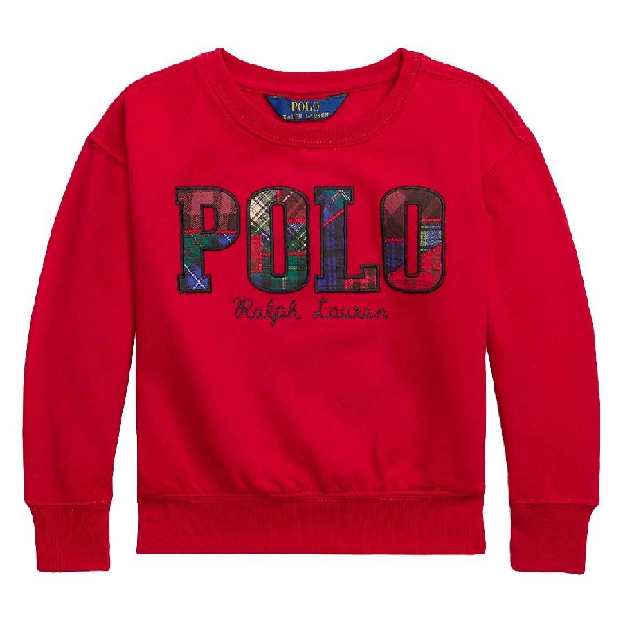 

Polo Ralph Lauren Девочки Логотип Круглый вырез Хлопковый свитшот, красный