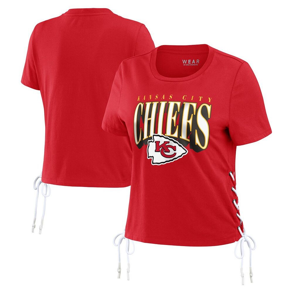 

Женская одежда Erin Andrews Красная скромная укороченная футболка Kansas City Chiefs со шнуровкой по бокам WEAR by Erin Andrews, цвет Chf Red
