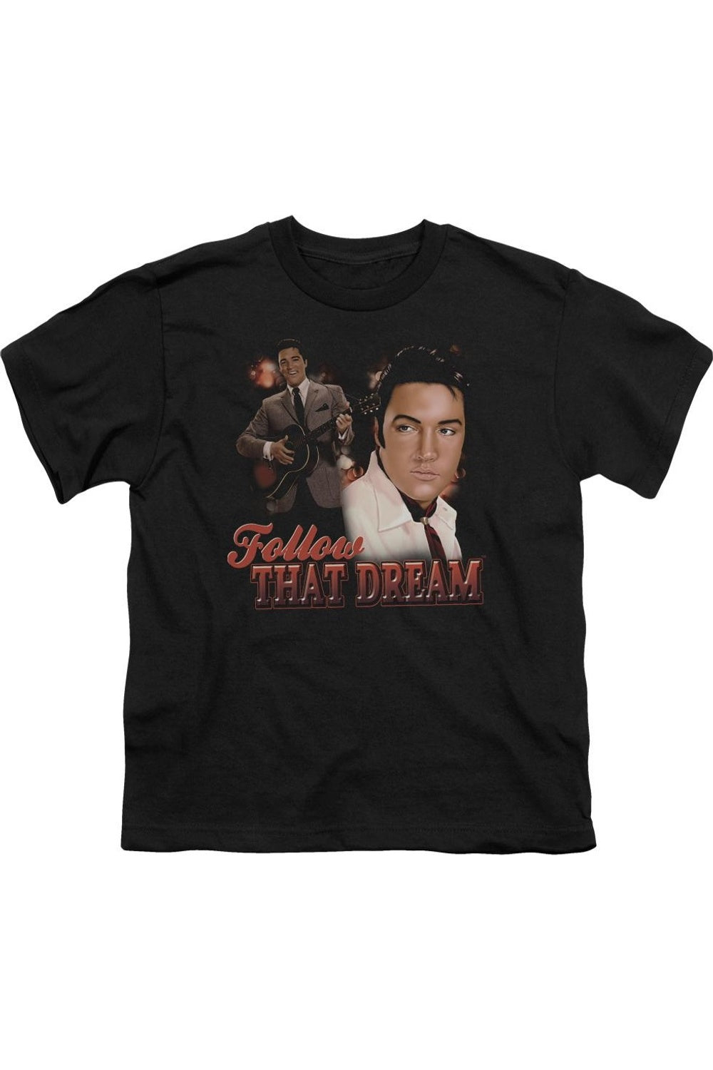 

Футболка с коротким рукавом для детей Elvis Presley Follow That Dream Gildan, черный