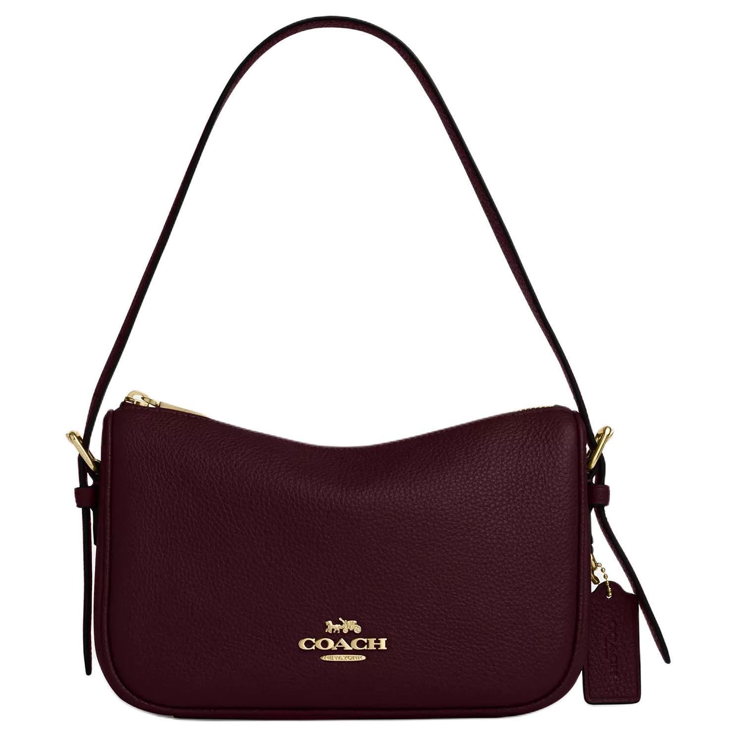 

Сумка Kailey Pebble Leather, плечевая сумка Medium, женская, бордо COACH, Set (Bag+Dust Bag)