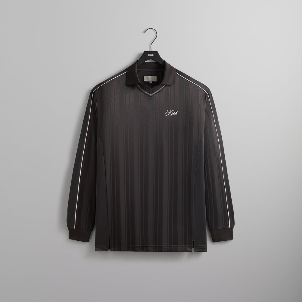 

Рубашка Kith Pinstripe Tricot Panelled Tap In Polo, цвет Black Oyster