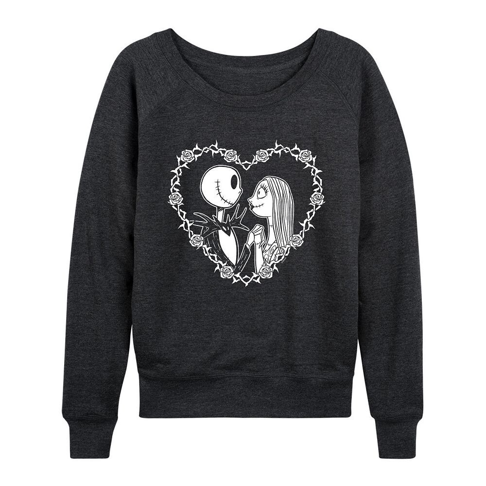 

Женский легкий свитшот из френч терри в форме сердца Disney's Nightmare Before Christmas Jack & Sally, цвет Heather Charcoal