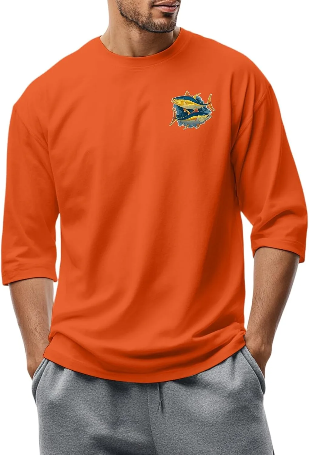 

Футболка для мужчин с 3/4 рукавом и 2D принтом Kvsozwuty