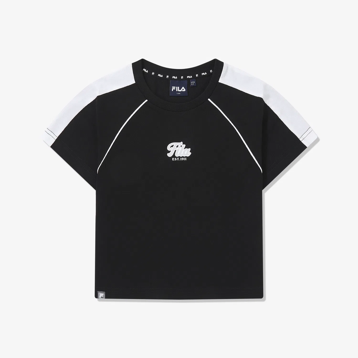 Детская футболка с контрастными рукавами чёрная от Fila Kids — фото 2