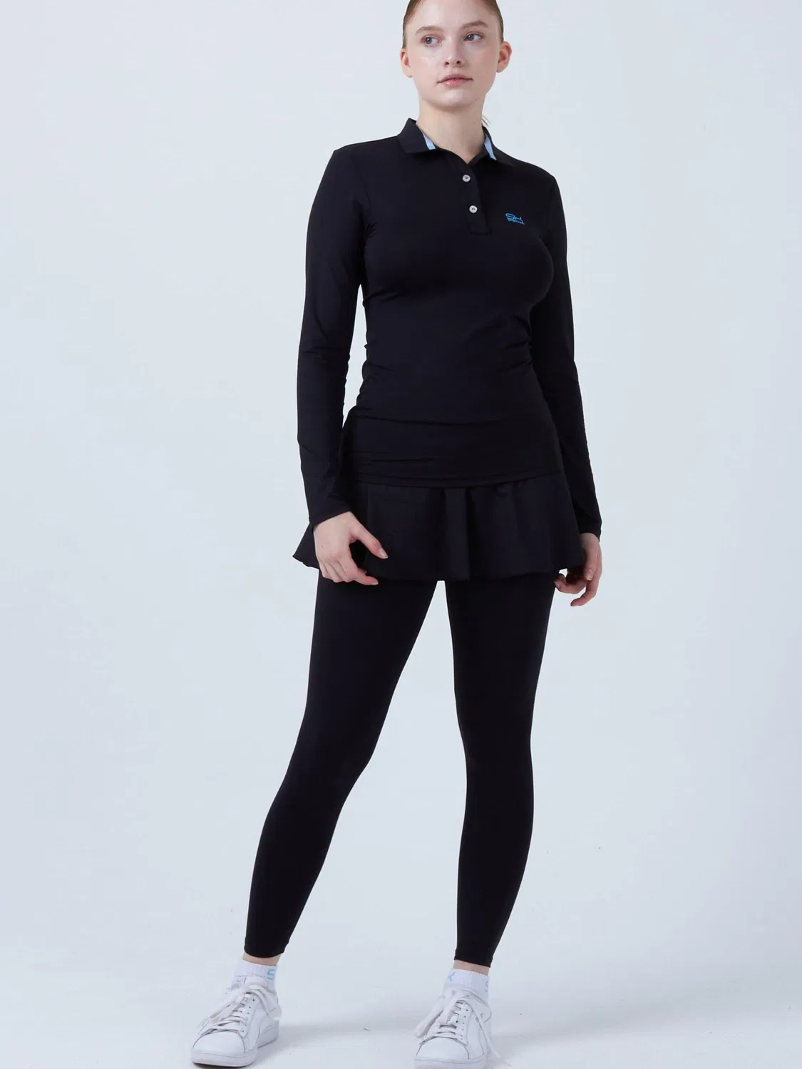 Футболка-поло с длинным рукавом Sportkind Performance Shirt, черная