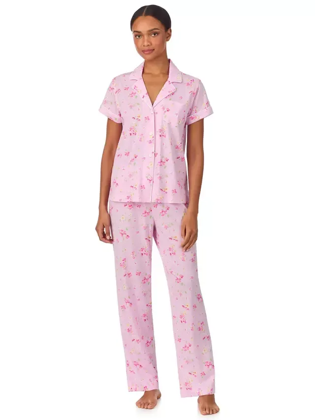Пижамный комплект Lauren с цветочным принтом и пуговицами, розовый Ralph Lauren
