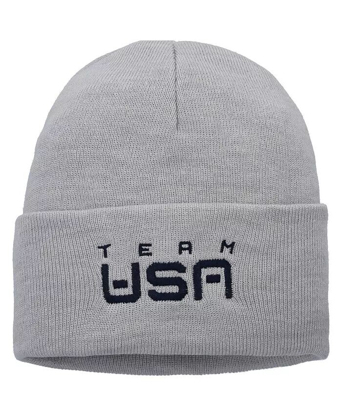 

Мужская вязаная шапка с манжетами цвета Heather Grey Team USA Nike