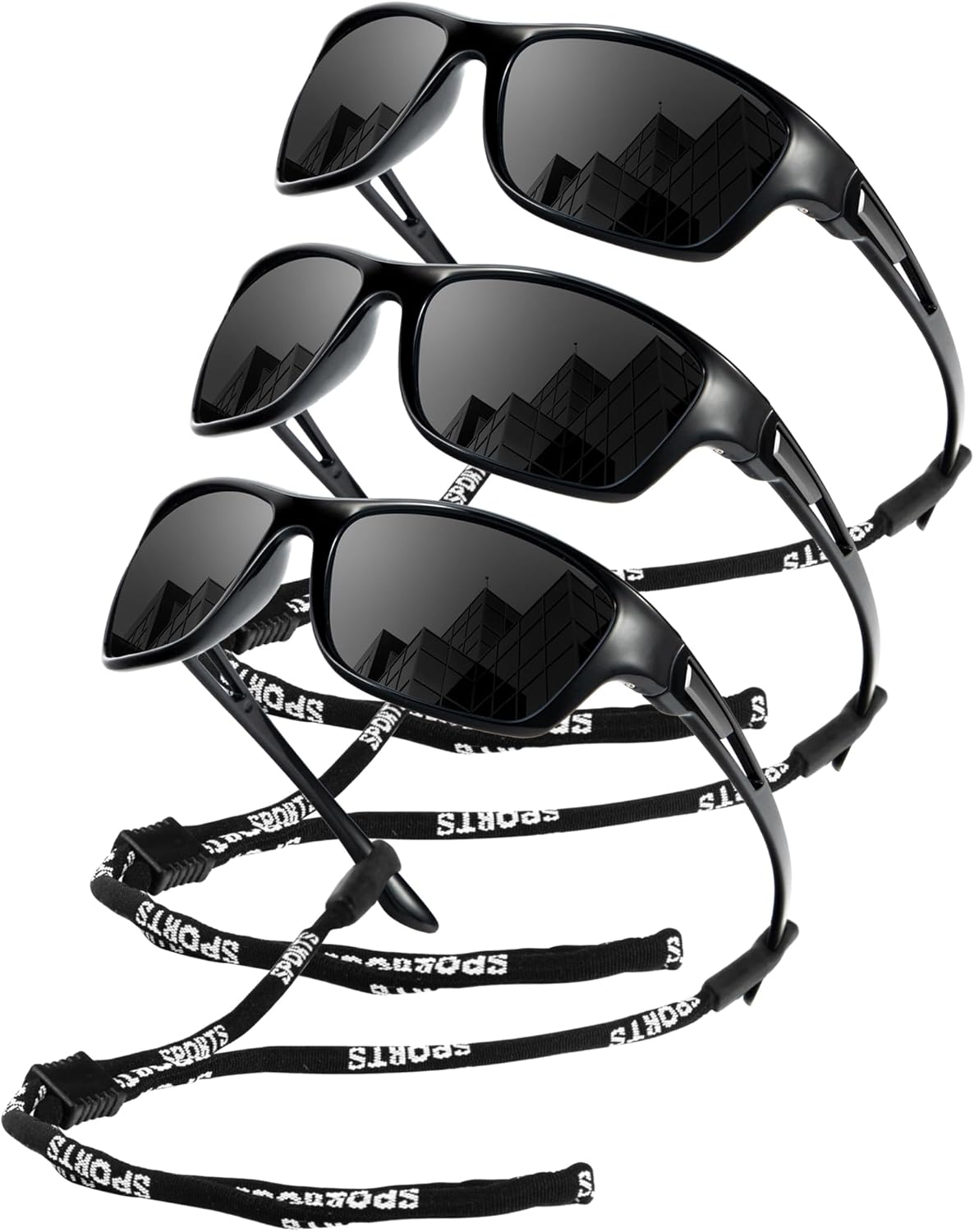 

Поляризованные солнцезащитные очки KALIYADI для мужчин, спортивные солнцезащитные очки для вождения, езды на велосипеде и рыбалки с защитой от УФ-излучения, Glossy Black/Glossy Black/Glossy Black