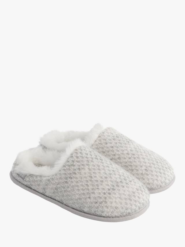 Isotoner женские мерцающие вязаные мюлены с отворотом totes, Light Grey — фото 3