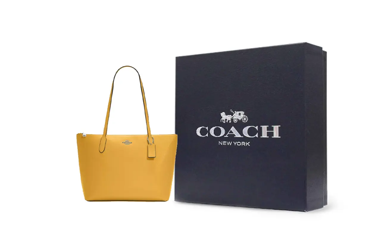 

COACH City Pebbled Leather Tote Bag, Shopping Bag, Handbag Large Women's Silver & Honeycomb Yellow