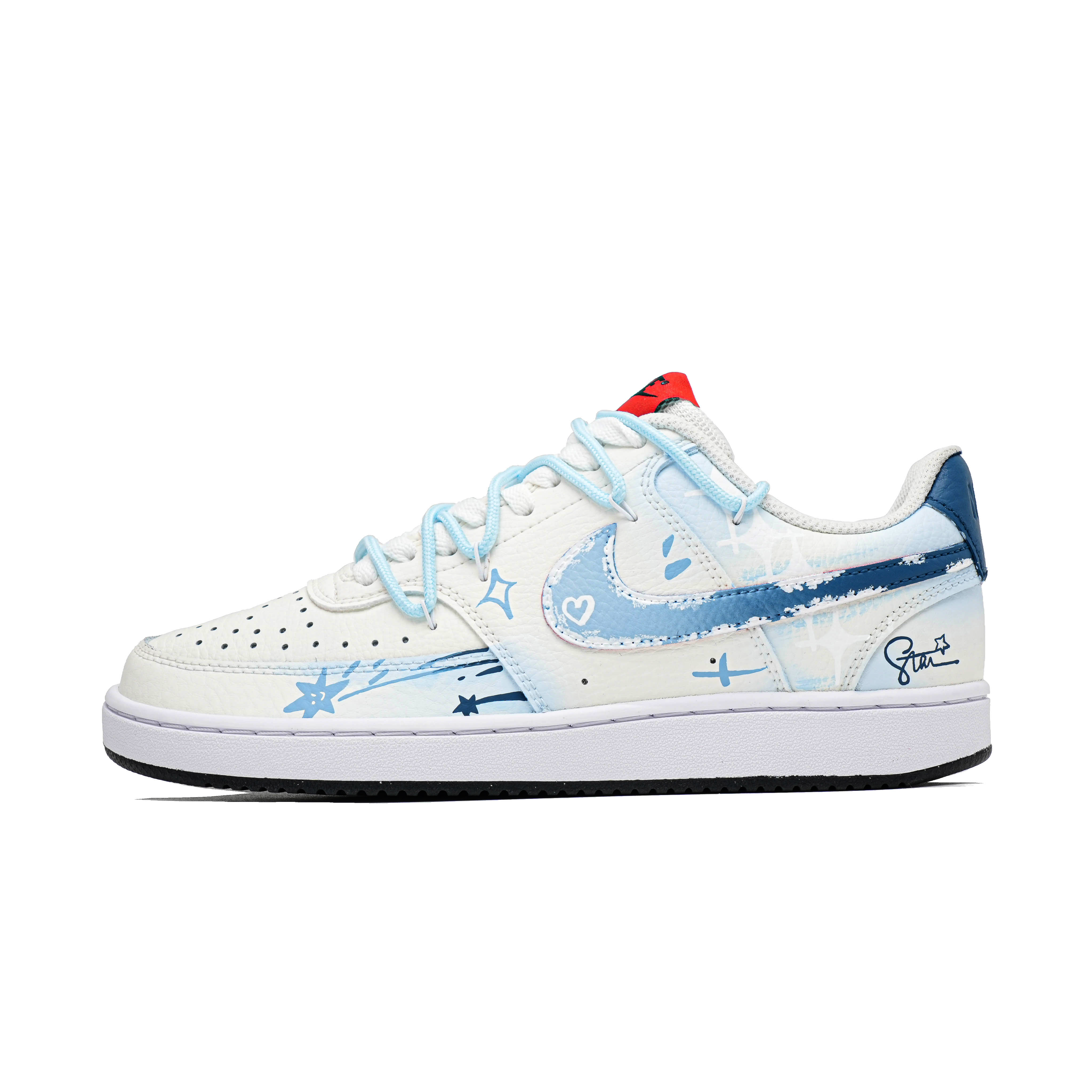 

Nike Кроссовки Court Vision 1 Meteor износостойкие и легкие, низкие, для скейтбординга, мужские, белые, синие