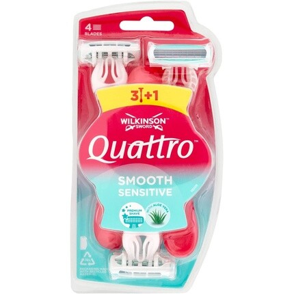 

Одноразовые женские бритвы Quattro For Women Sensitive, 4 шт., Wilkinson Sword