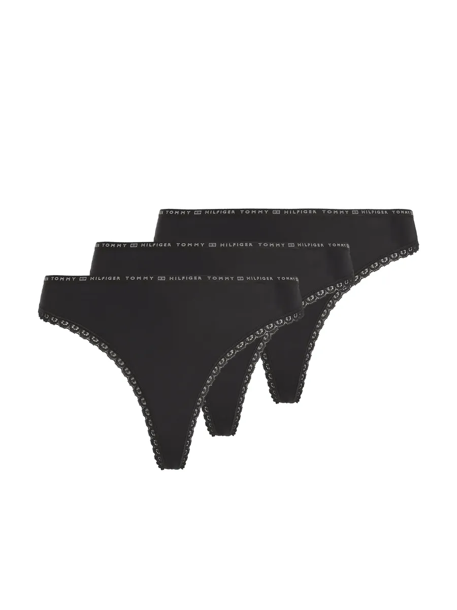 

Трусы Tommy Hilfiger Underwear "3P THONG" (3 шт. в упаковке, 3 шт. в упаковке), с изящным кружевным краем на концах штанин и эластичным поясом Tommy Hilfiger, черный