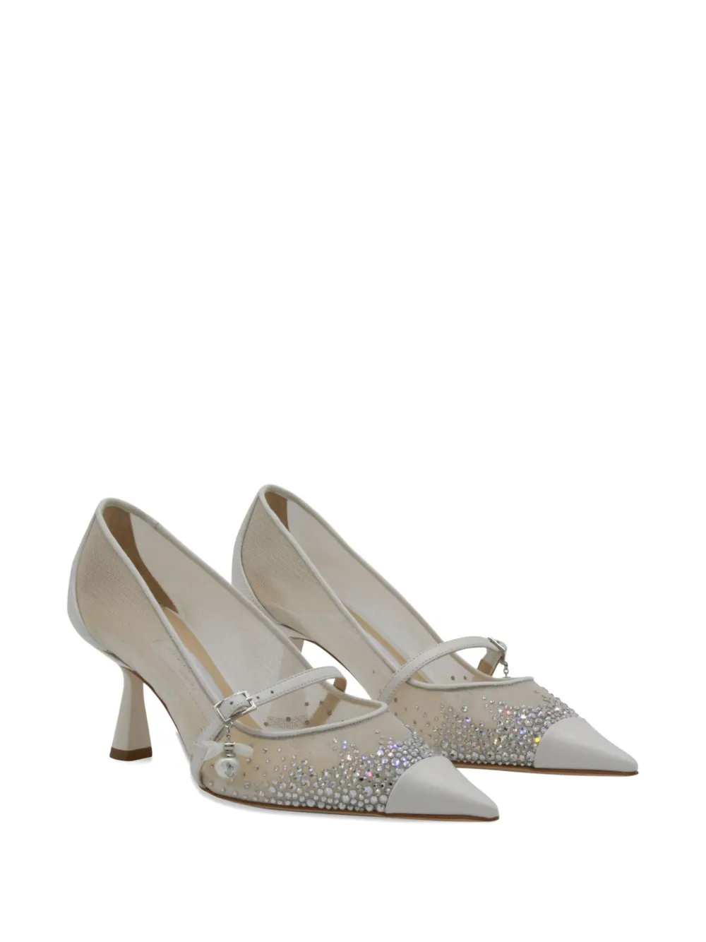 Туфли-лодочки из сетки с кристаллами на каблуке 65 мм JIMMY CHOO, белый — фото 2