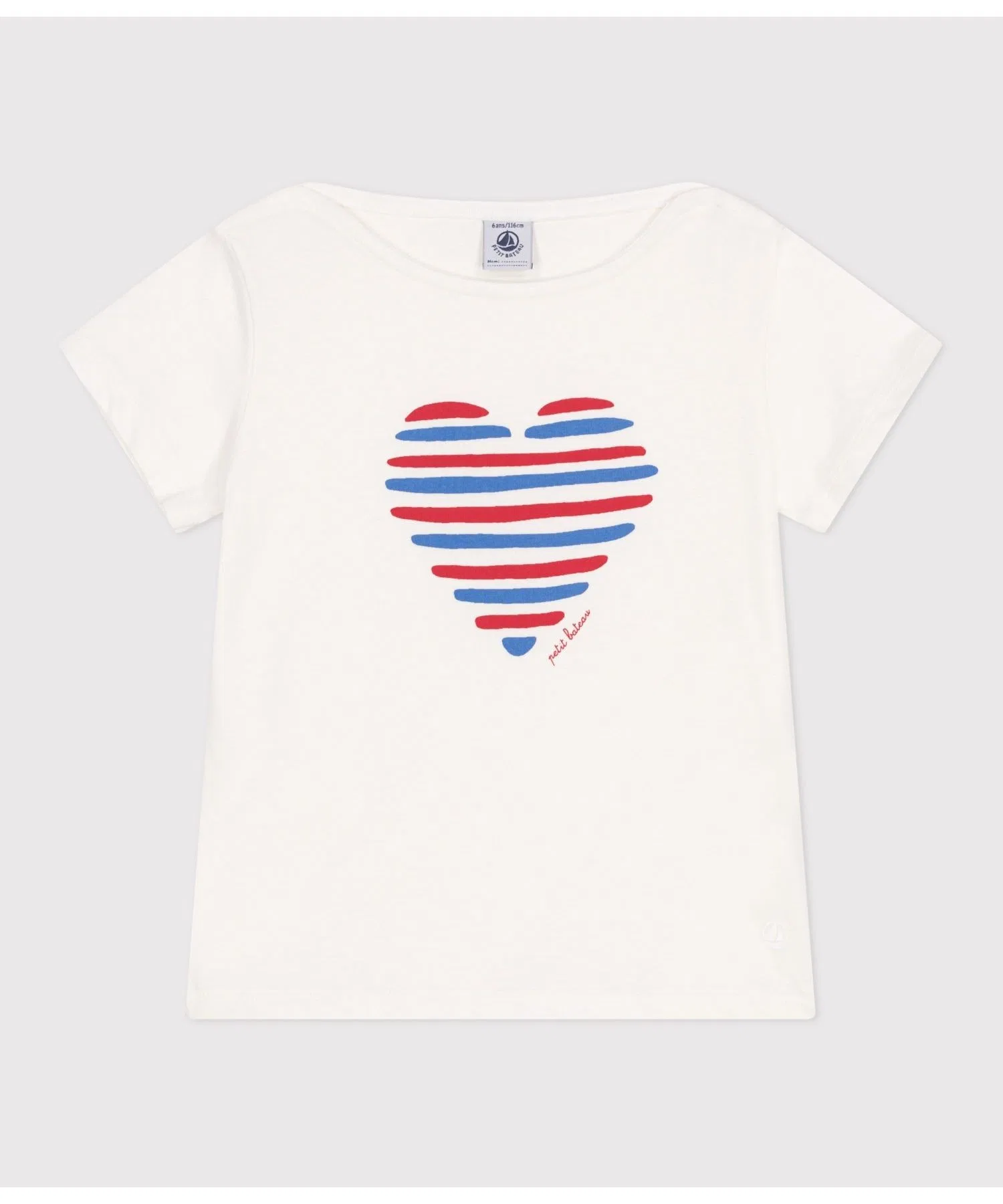 Детская футболка с принтом в полоску PETIT BATEAU белая