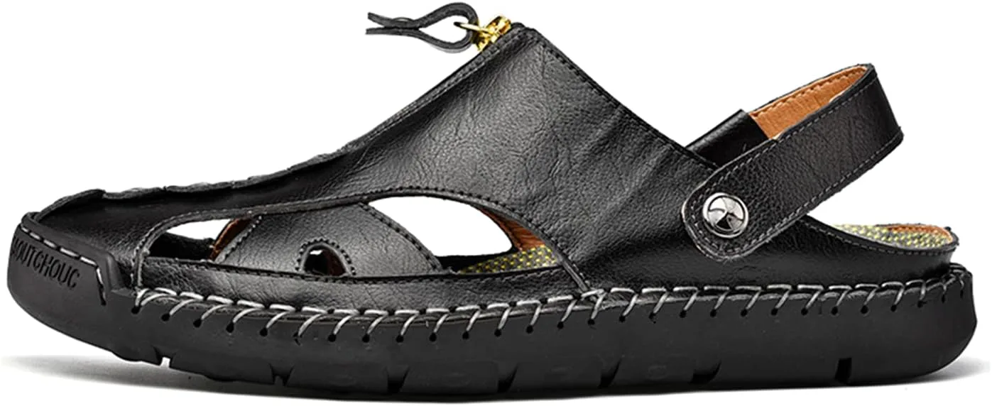 

Мужские летние сандалии для улицы, дышащие, пляжные, с закрытым носком, для походов и рыбалки, противоскользящие, удобные, повседневные кожаные сандалии Medasain