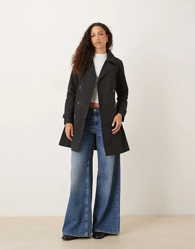 

Двубортный тренчкот Brave Soul с поясом черного цвета