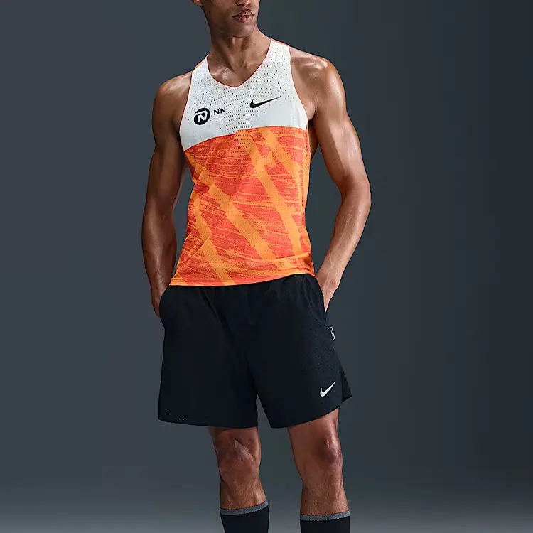 Футболка для бега AEROSWIFT Dri FIT ADV мужская Team Nike, оранжевый/белый/черный — фото 3