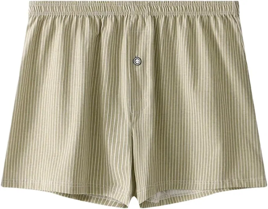 Боксеры полосатые, Men's Cotton Large Size Comfortable Breathable Button Stripe Boxer Briefs, 6