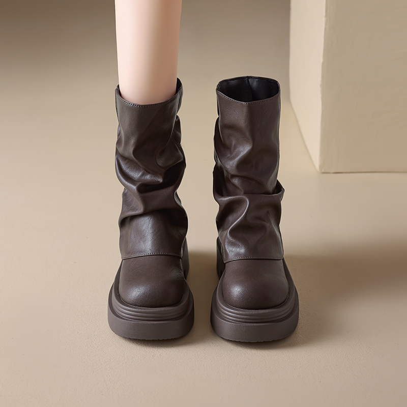 AGSDON Женские коричнево-черные ботинки на шнуровке с длинной флисовой подкладкой, цвет Black[Long Fleece-Lined]N644216 — фото 3