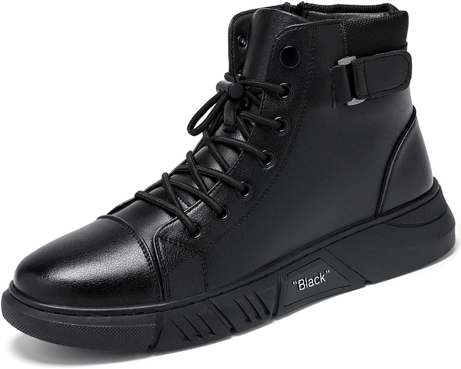 

Черные мужские ботинки с массивным каблуком, модные кроссовки, круглый носок, шнуровка, ботильоны до щиколотки, осенне-зимние платформенные ботинки с боковой молнией, противоскользящие для походов и бега Generic