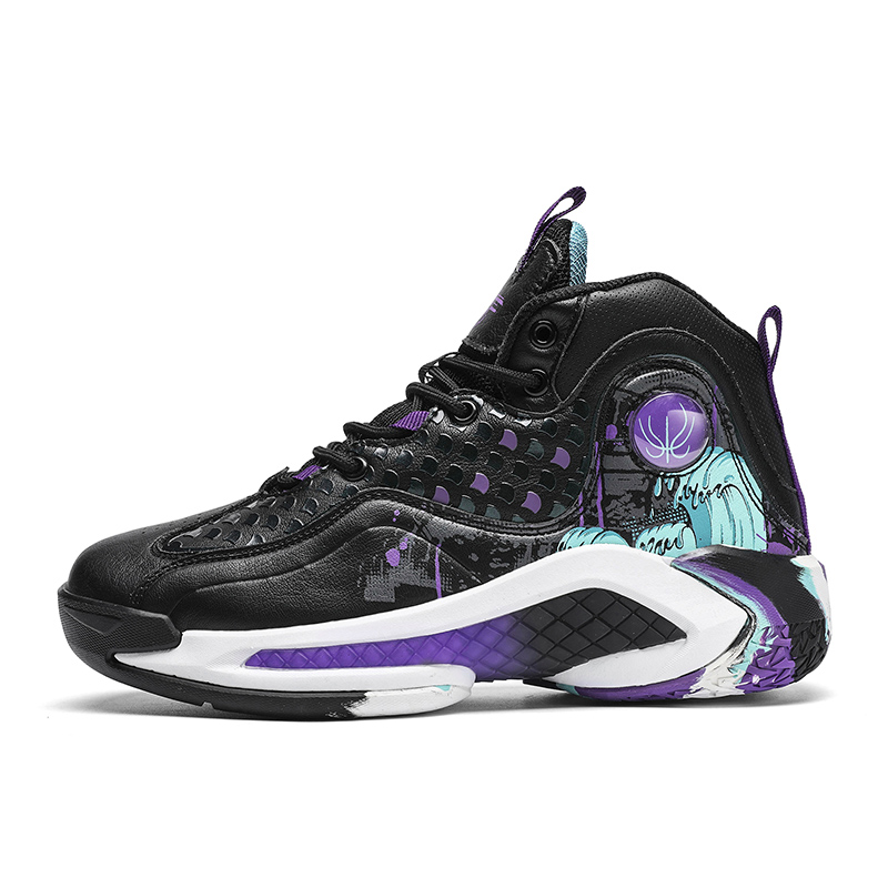 

Beta Износостойкие нескользящие легкие баскетбольные кроссовки женские высокие - черно-фиолетовые, цвет Black Purple