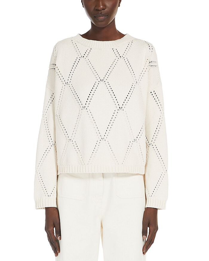 

Свитер Weekend Max Mara Abozzi с круглым вырезом, слоновая кость/кремовый