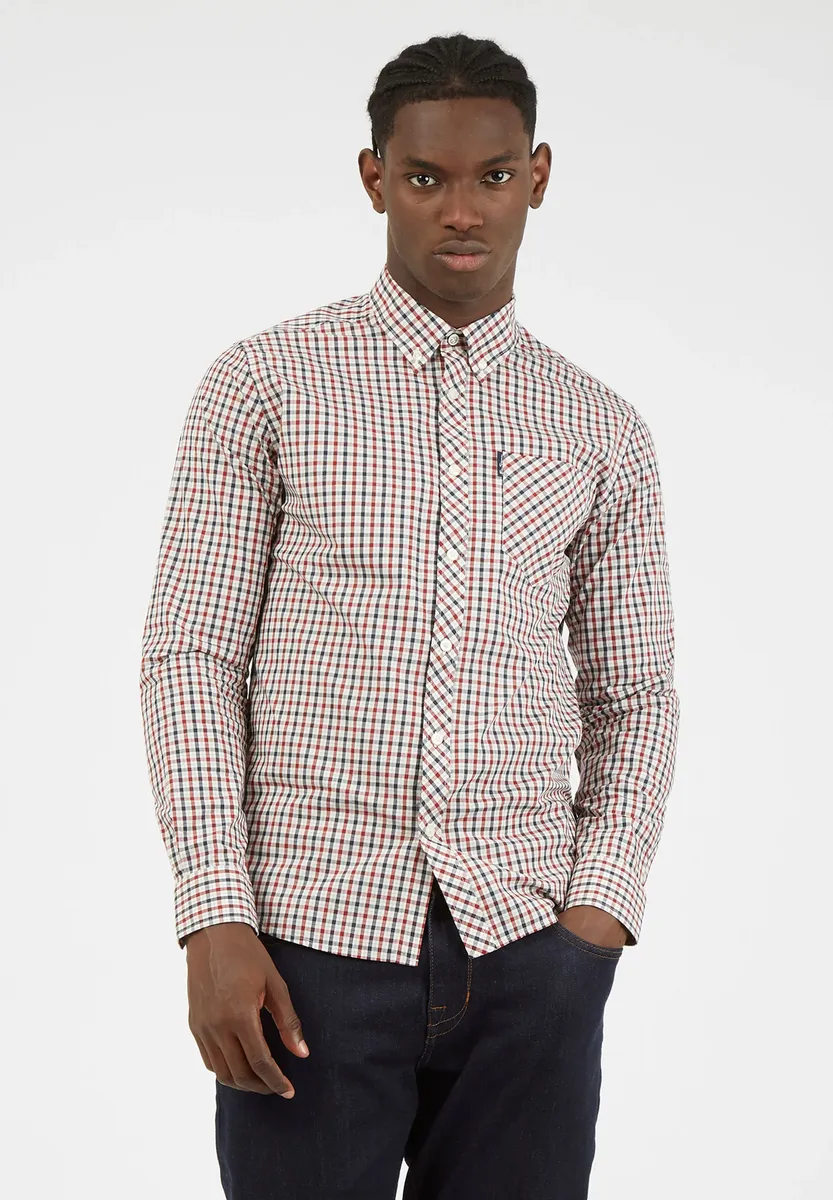 

Рубашка Ben Sherman с длинными рукавами "Signature", воротник на пуговицах на три пальца, красный