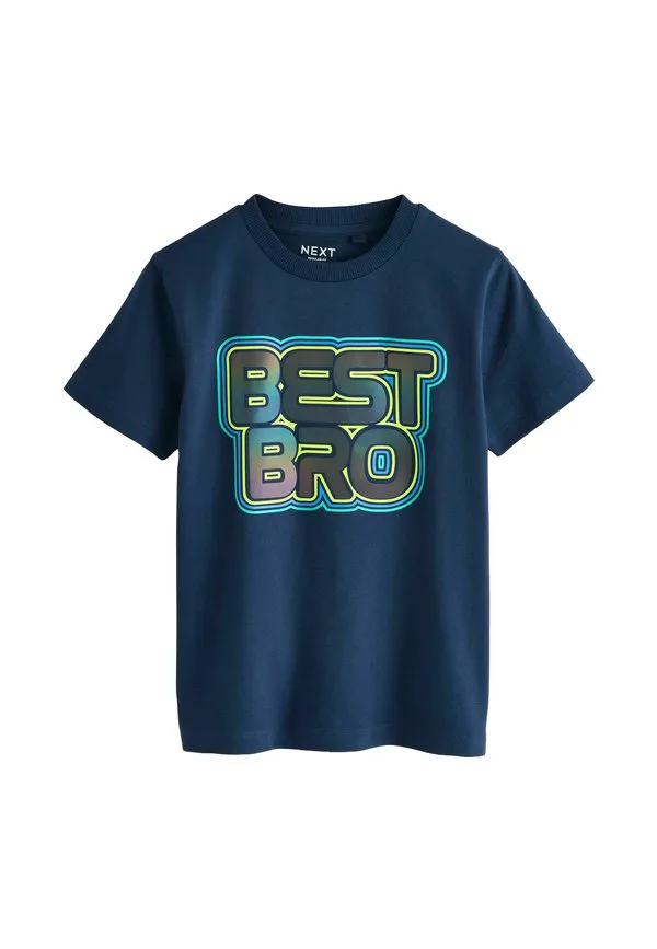Футболка с коротким рукавом и графическим принтом, стандартного кроя. Next, New Navy Blue Best Bro