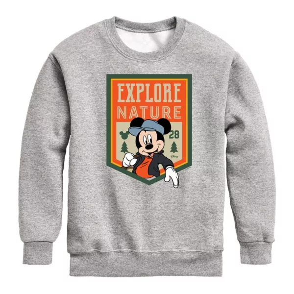

Флисовая толстовка для мальчиков 8-20 лет Mickey Mouse с принтом "Исследуй природу" Disney, серый