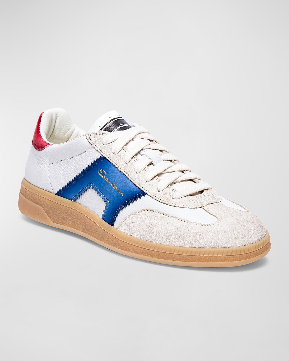Низкие кеды DBA из смешанной кожи Santoni, белый — фото 2