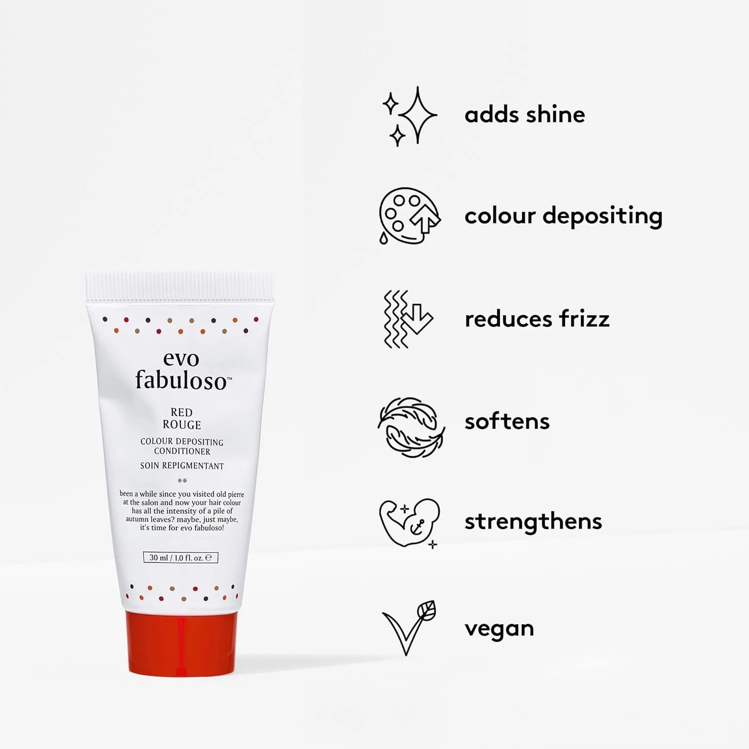 Кондиционер для окрашенных волос Evo Fabuloso Colour Depositing Conditioner - Питательное средство для сухих волос и мгновенное усиление цвета. 29, 9 мл, Red — фото 2