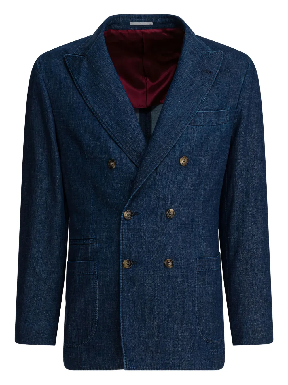 

Двубортное пальто с карманами Brunello Cucinelli, синий