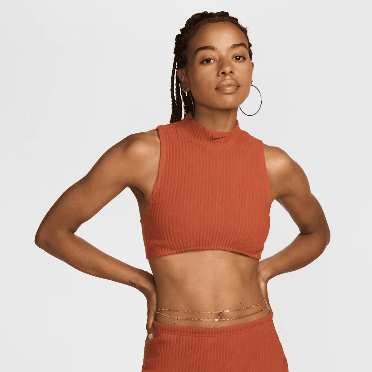 

Футболка Nike Sportswear Chill Knit Rib Crop Tank, оранжевый/оранжевый