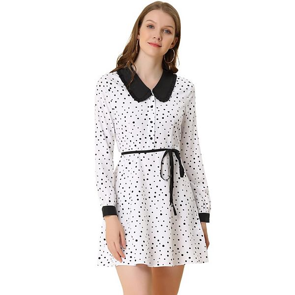 

Женское элегантное платье в горошек с запахом и расклешенным подолом Megaretailer