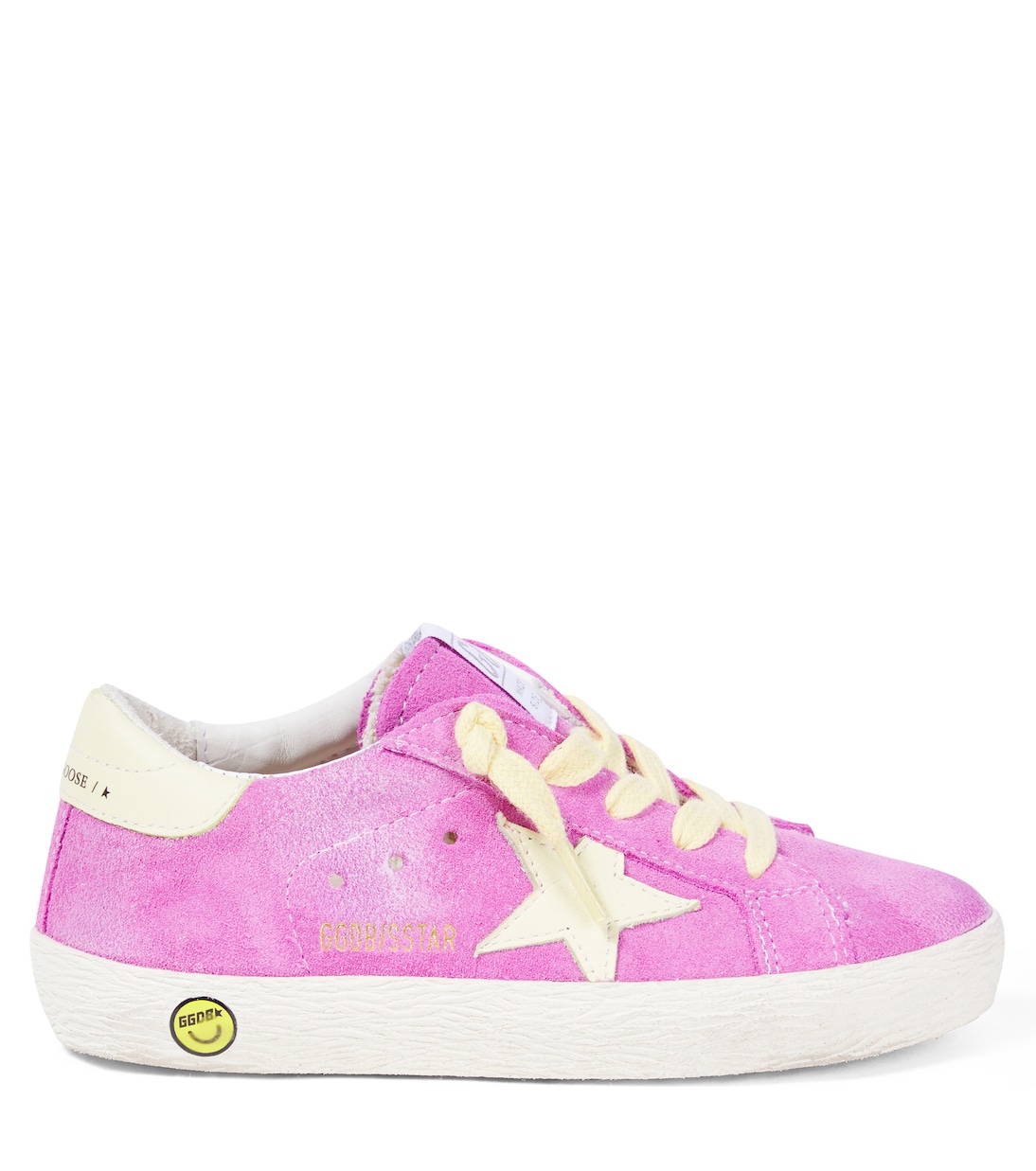 Суперзвездные замшевые кроссовки Golden Goose Kids, Pink/White/Light Yellow — фото 4