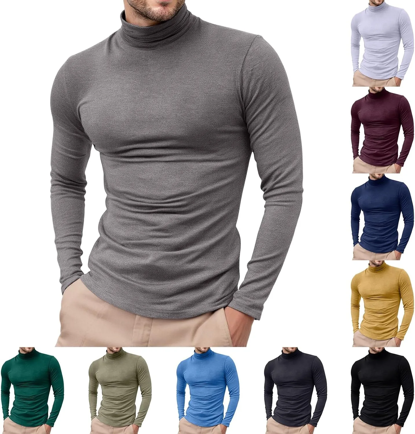 

Термобелье водолазка для мужчин Casual Thermal Knitted Basic Top длинный рукав Slim Fit moolBeko