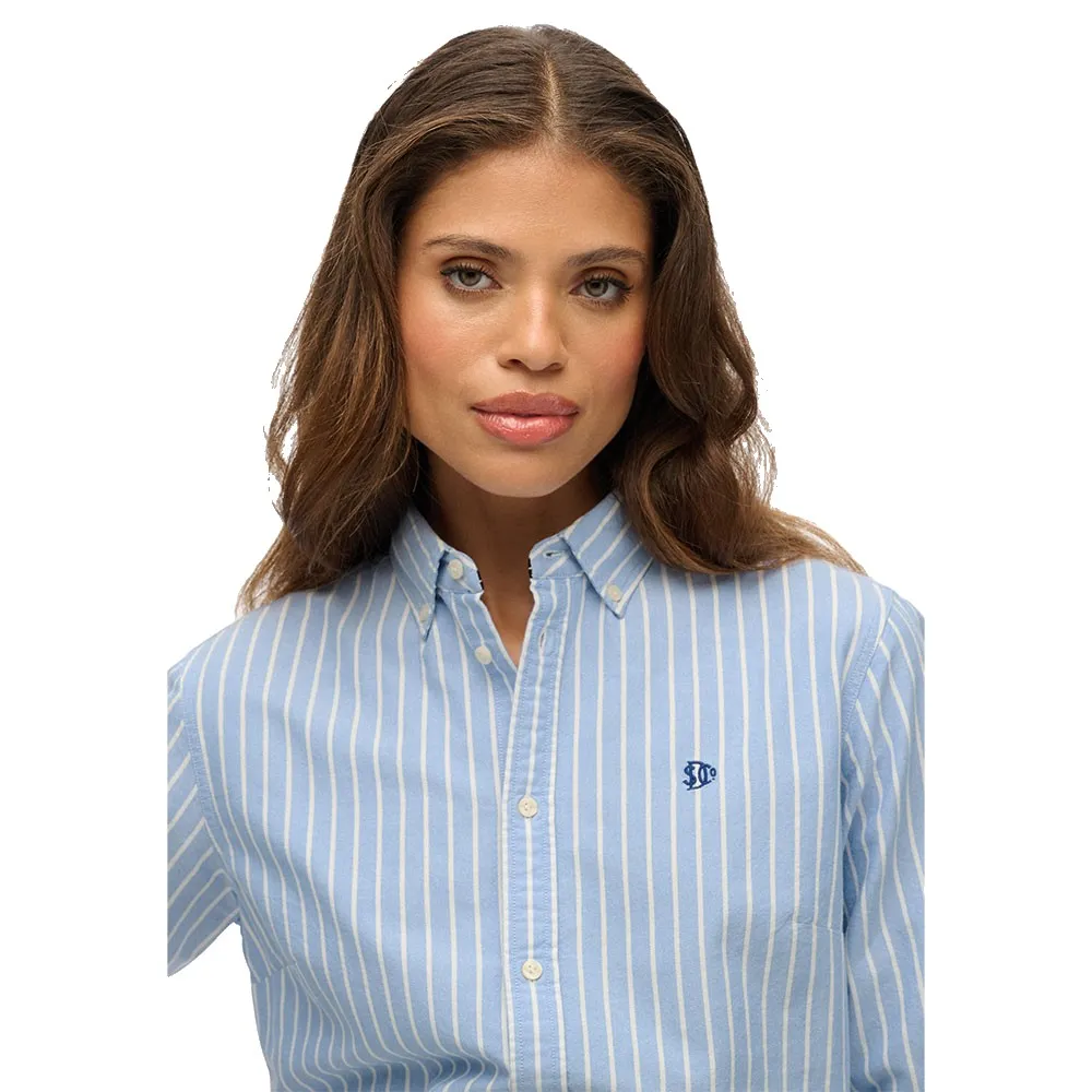 Рубашка с длинным рукавом Superdry Slim Oxford Bd, синий — фото 4