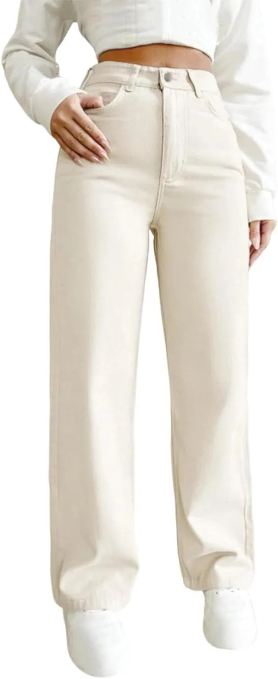 

Женские джинсы прямые зауженные с эластичным поясом