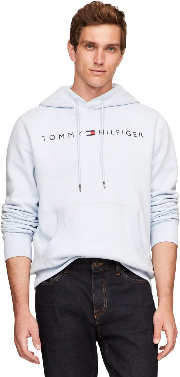

Мужская флисовая толстовка с капюшоном и логотипом Tommy Hilfiger с длинным рукавом, Breezy Blue