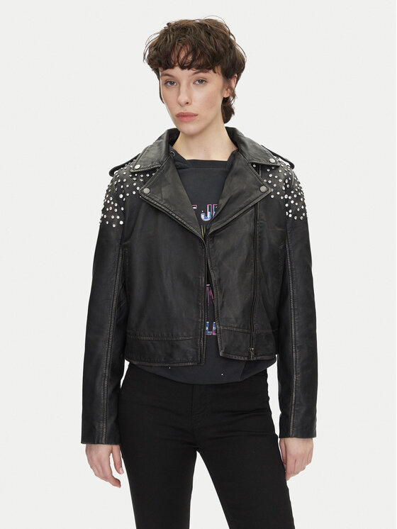 

Кожаная куртка обычного кроя Fantasy PL402523 Pepe Jeans, черный
