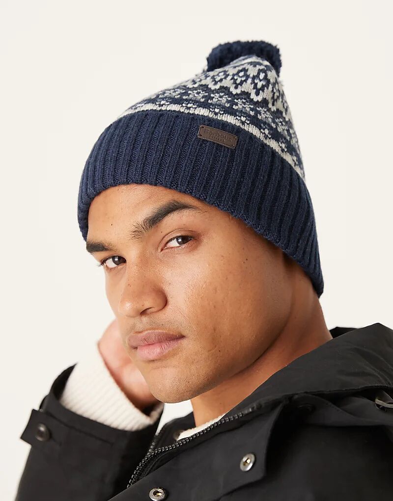 

Шапка-бини Barbour Marlow с помпоном в стиле Фэр-Айл темно-синего цвета